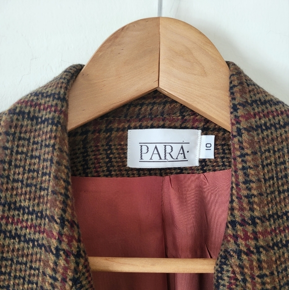 Vintage Para Double Breasted Wool Blend Plaid Blazer Size 10 - Picture 5 of 16